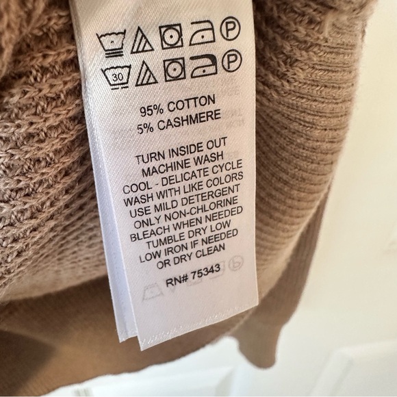 Wilt Women’s Cotton Cashmere Beige Waffle Knit Long Sleeve Sweater Large Med NEW - Picture 6 of 10